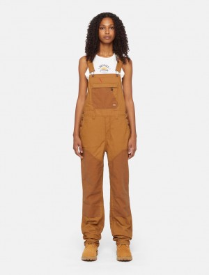 Macacão Dickies Coated Canvas Double Front Bib Feminino Marrom | 462850010