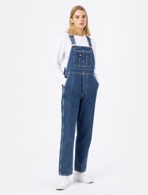 Macacão Dickies Denim Classic Bib Feminino Azuis | 267109474